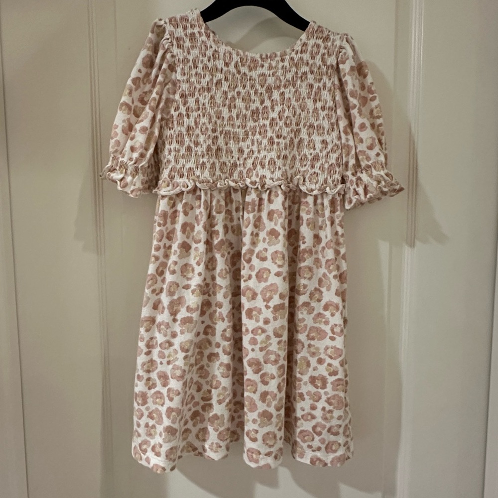 Crewcuts Cotton Pink Leopard Print Kids Dress